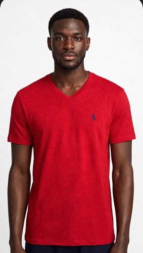 Two Polo Ralph Lauren Men’s Solid Red V-Neck T-Shirts XL