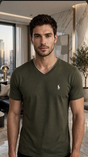 Two Polo Ralph Lauren Men’s Solid Red V-Neck T-Shirts XL - photo 2