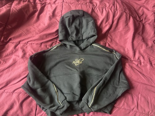 Nike kids 2-Piece Sweatsuit Set Black/Gold Logo Fleece Hoodie Pa - photo 2