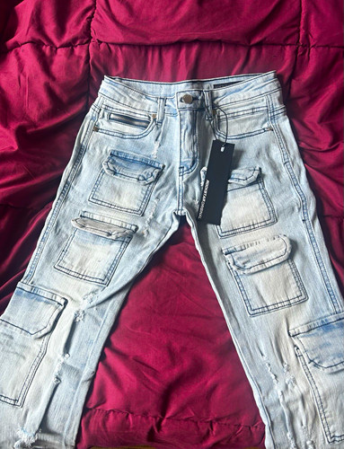 Rockstar Original Boys Kade Blue Stacked Flare Jeans Size 10