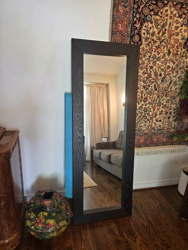 Large Dark Wood Framed Floor Mirror 65 x 24"