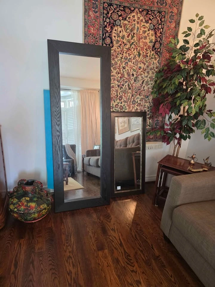 Large Dark Wood Framed Floor Mirror 65 x 24" - photo 4