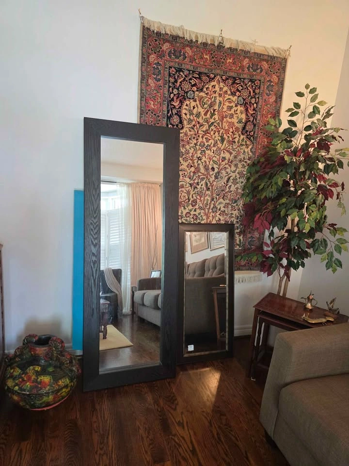 Large Dark Wood Framed Floor Mirror 65 x 24" - photo 5