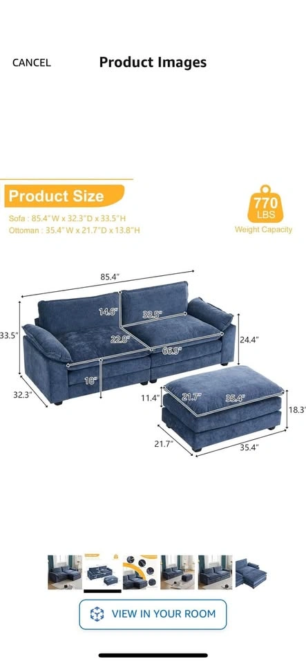 Sofa Sectional with Ottoman - photo 2