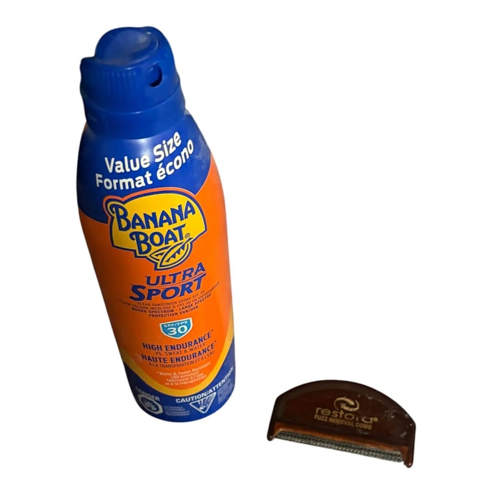 Banana Boat Ultra Sport SPF 30 Spray + Restora Fuzz Comb