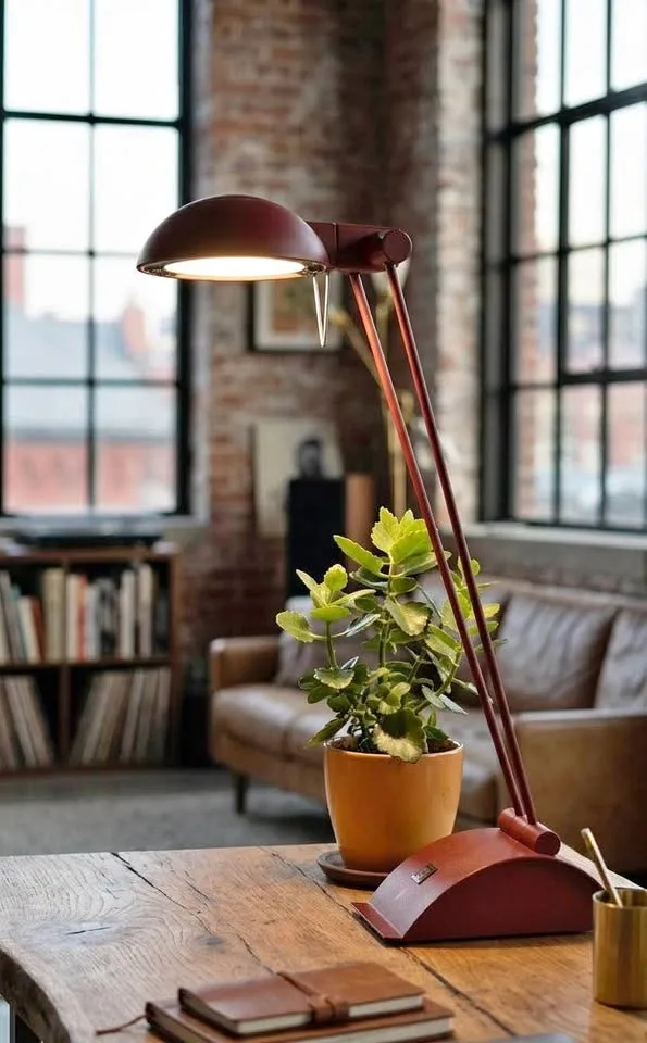 Vintage C.G. 1980s German Postmodern Red Halogen Desk Lamp