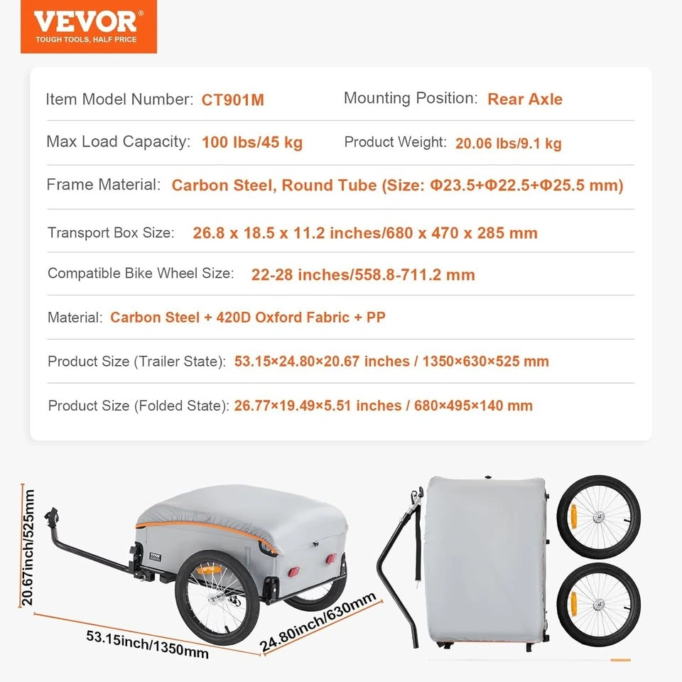 bicycle trailer with hitch (100 lbs capacity) - photo 3
