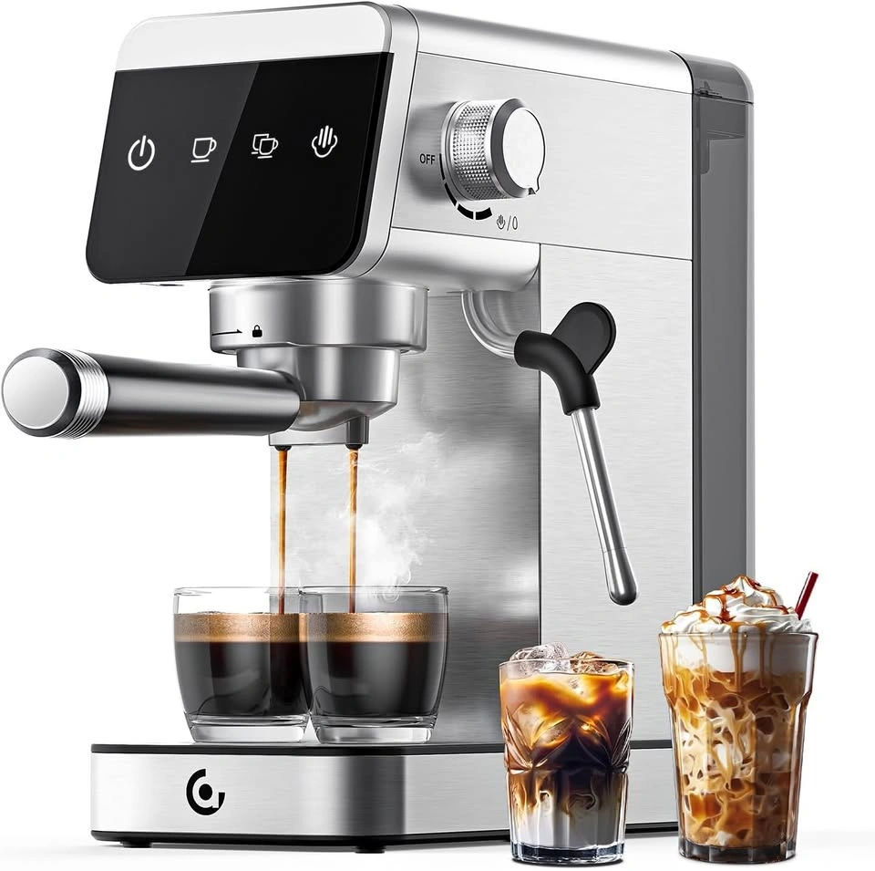 compact espresso machine with steam attachment