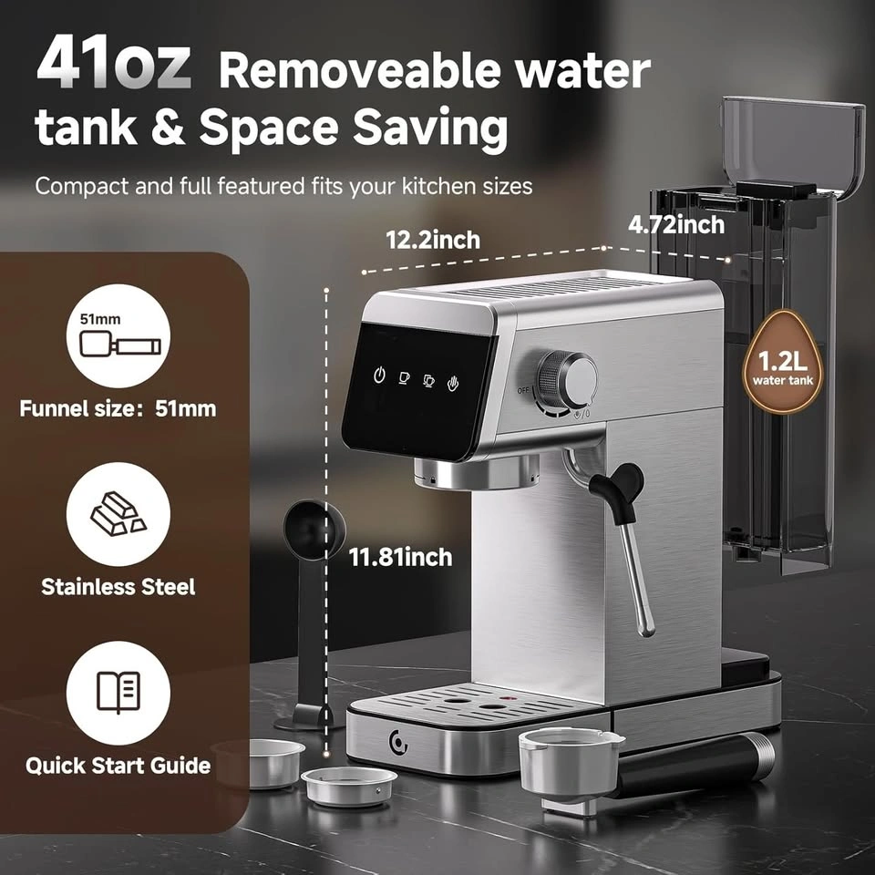 compact espresso machine with steam attachment - photo 4