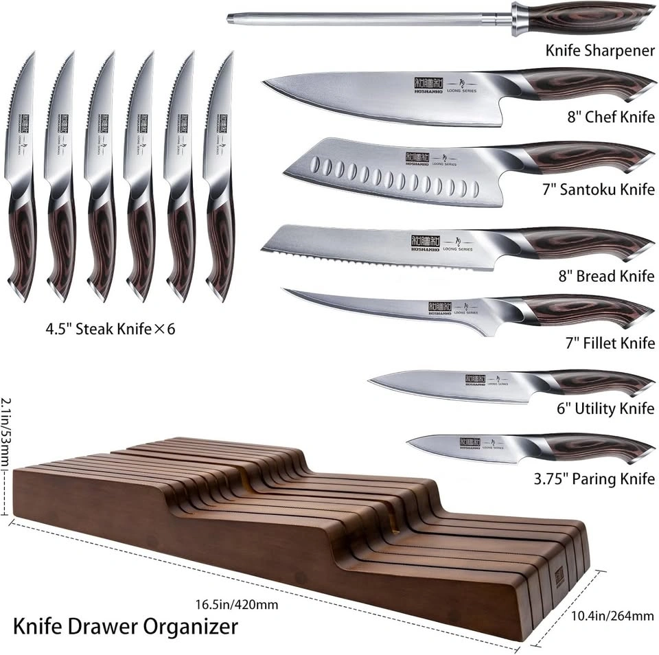 14 piece high end kitchen knife set w/ block - photo 2