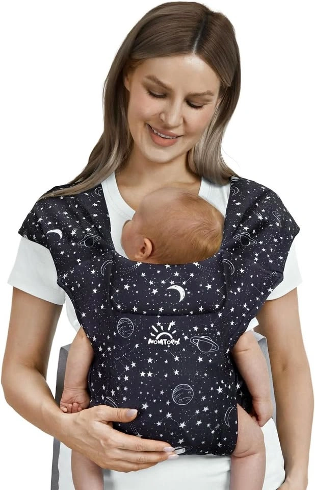Baby carrier sling - black with white star print