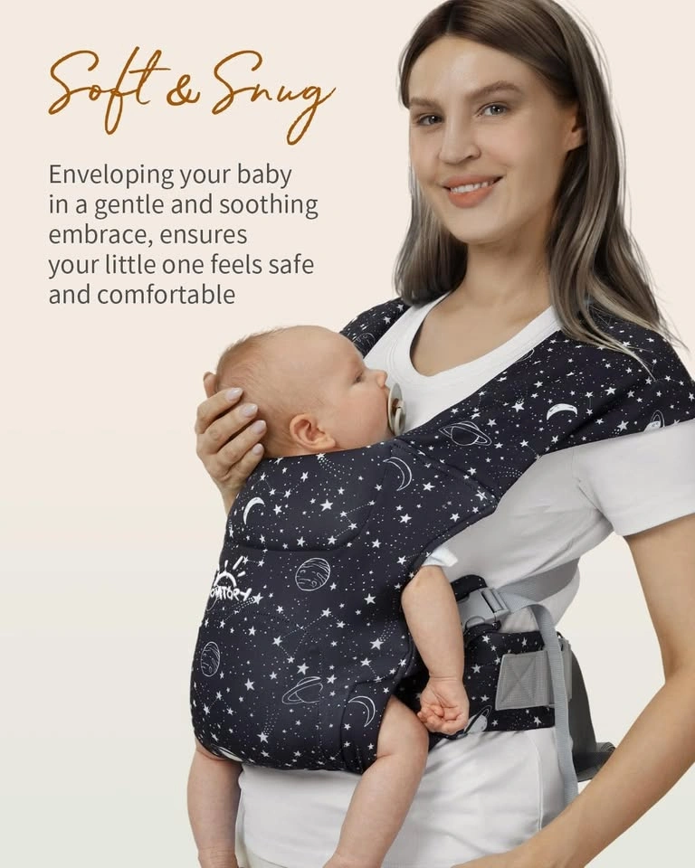 Baby carrier sling - black with white star print - photo 3