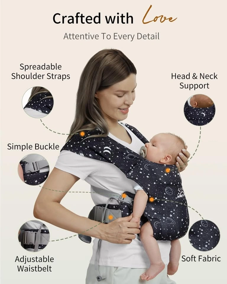 Baby carrier sling - black with white star print - photo 4