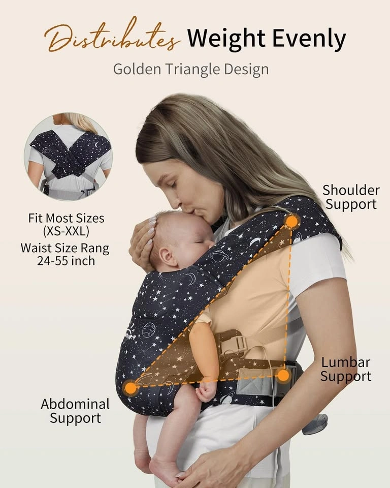 Baby carrier sling - black with white star print - photo 5