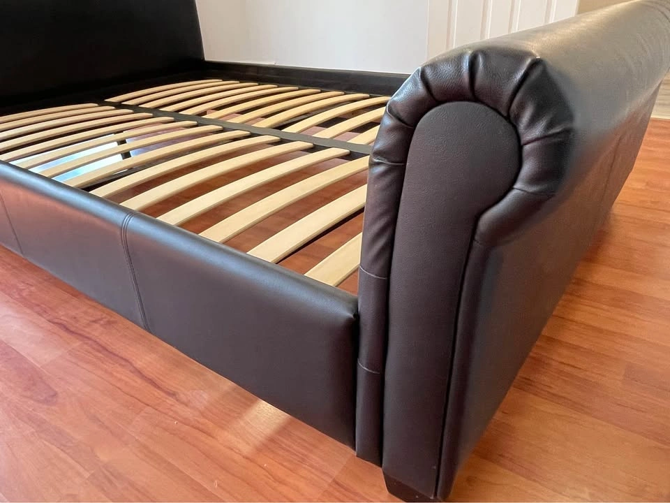 Black Leather Double / Full Bed + Sealy Mattress & Box Spring - photo 4