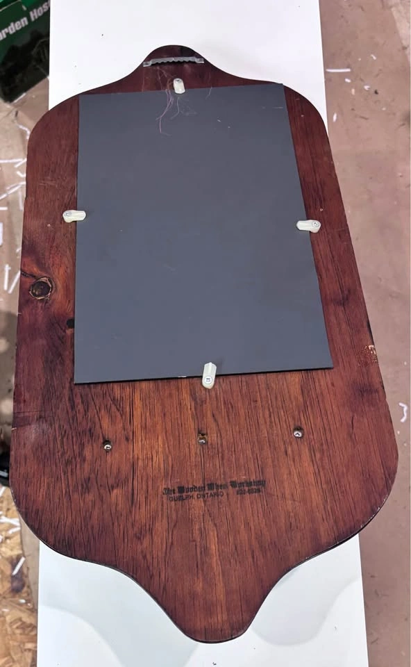 Vintage solid wood wall mirror with display shelf - photo 2