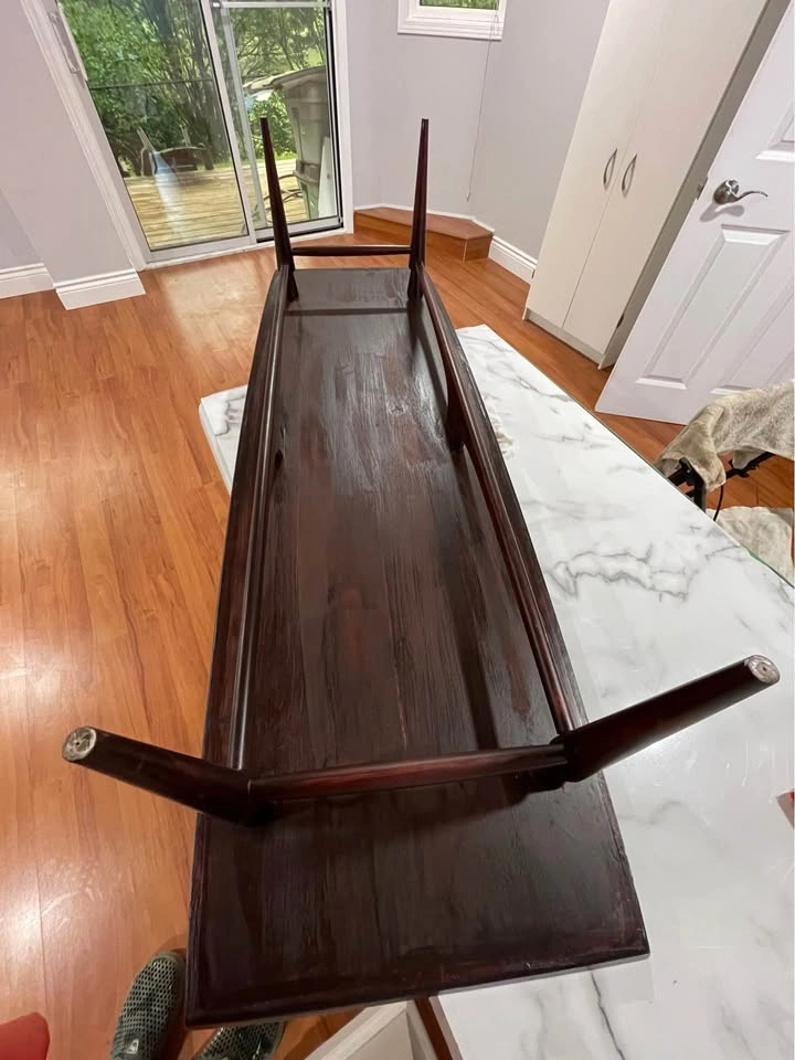 Vintage Mid-Century Modern Walnut Coffee Table • Danish Surfboar - photo 3
