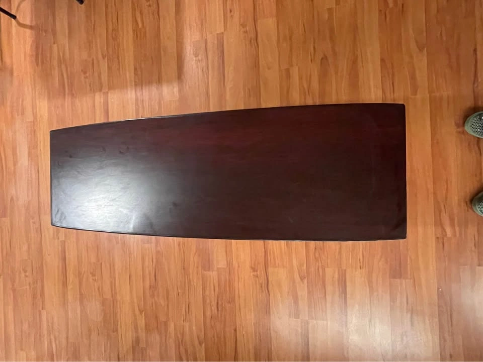Vintage Mid-Century Modern Walnut Coffee Table • Danish Surfboar - photo 4