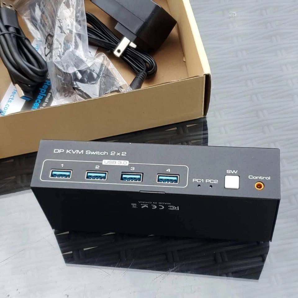 NEW 4K DisplayPort KVM Switch DP 1.4 Display Port 2x2 USB 3 - photo 5
