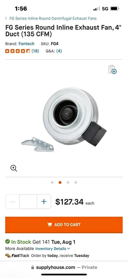 Bathroom fan 4 inch
