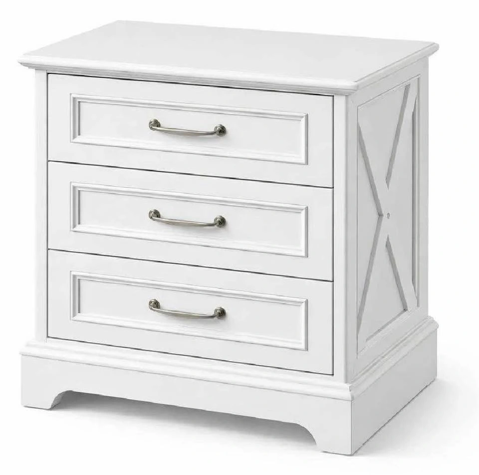 New in Box 1pc Classic White Wooden Nightstand