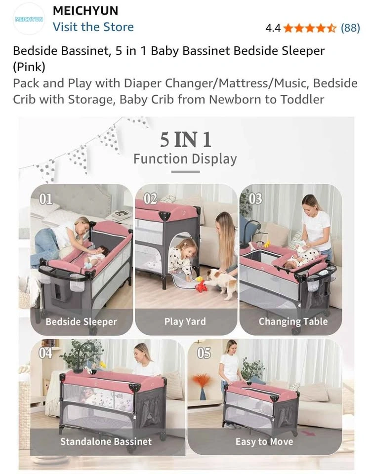 5 in 1 Baby Bedside Bassinet - photo 2