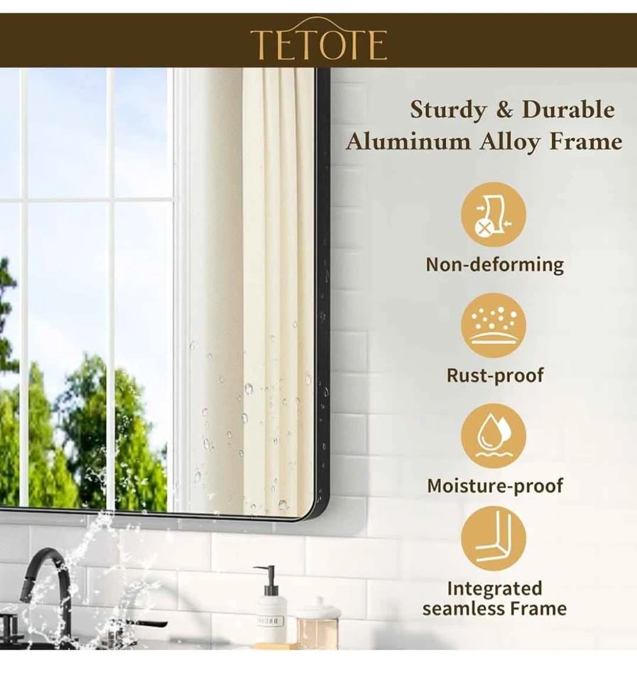 TETOTE 30 x 36 Inch Matte Black Bathroom Vanity Mirror - photo 4