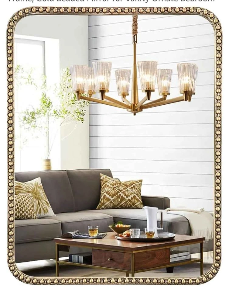 Gold Beaded Rectangular Wall Mirror - photo 3