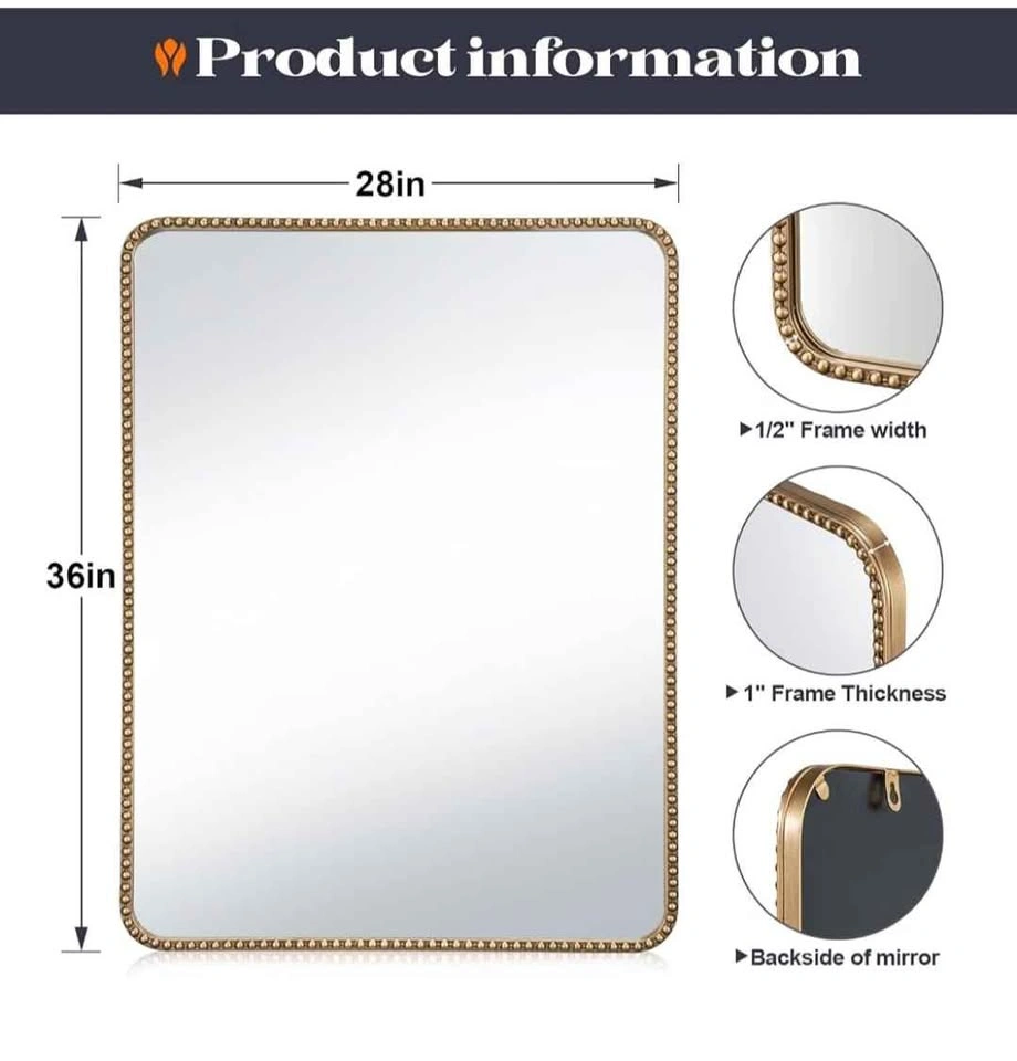 Gold Beaded Rectangular Wall Mirror - photo 4