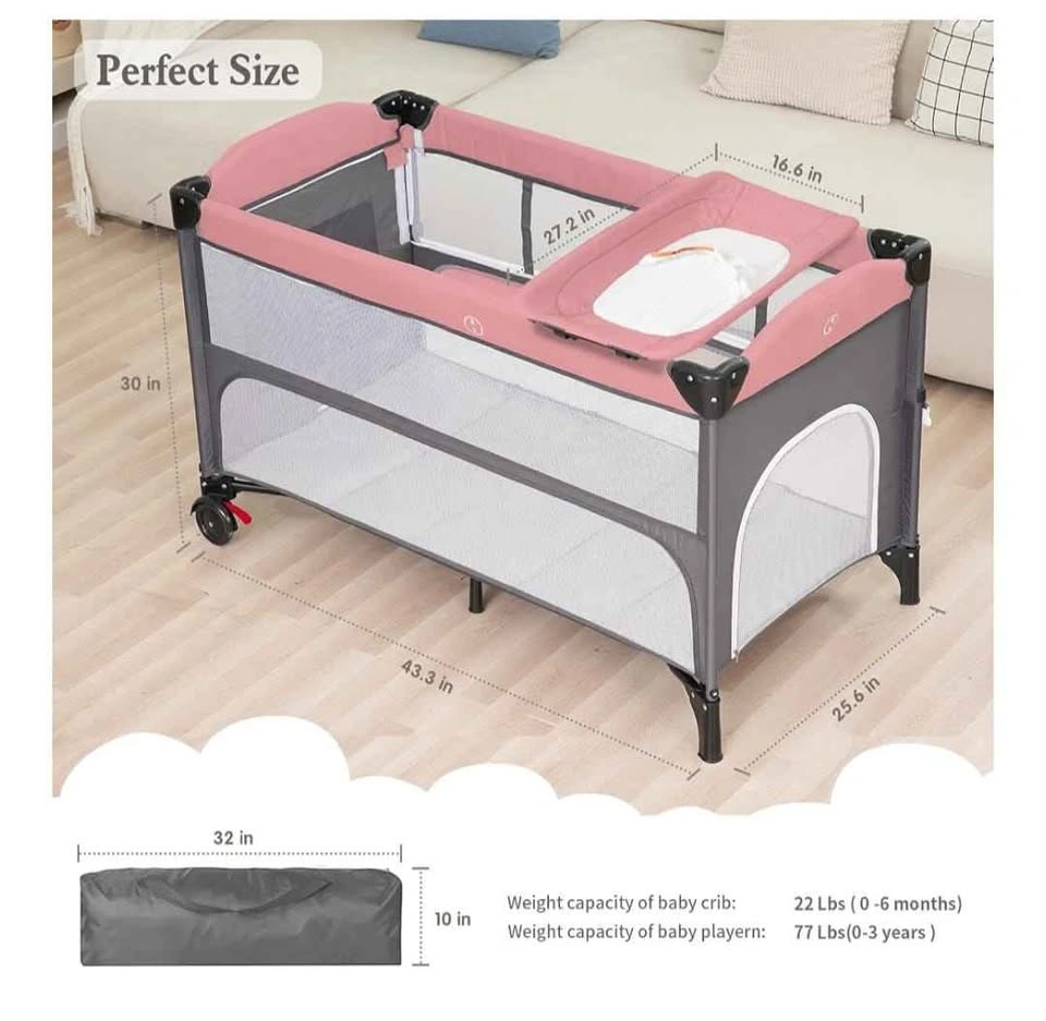 Meichyun 5-in-1 Baby Bassinet Bedside Sleeper - Pink - photo 3