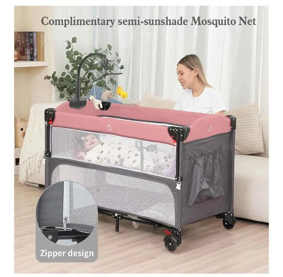 Meichyun 5-in-1 Baby Bassinet Bedside Sleeper - Pink - photo 5
