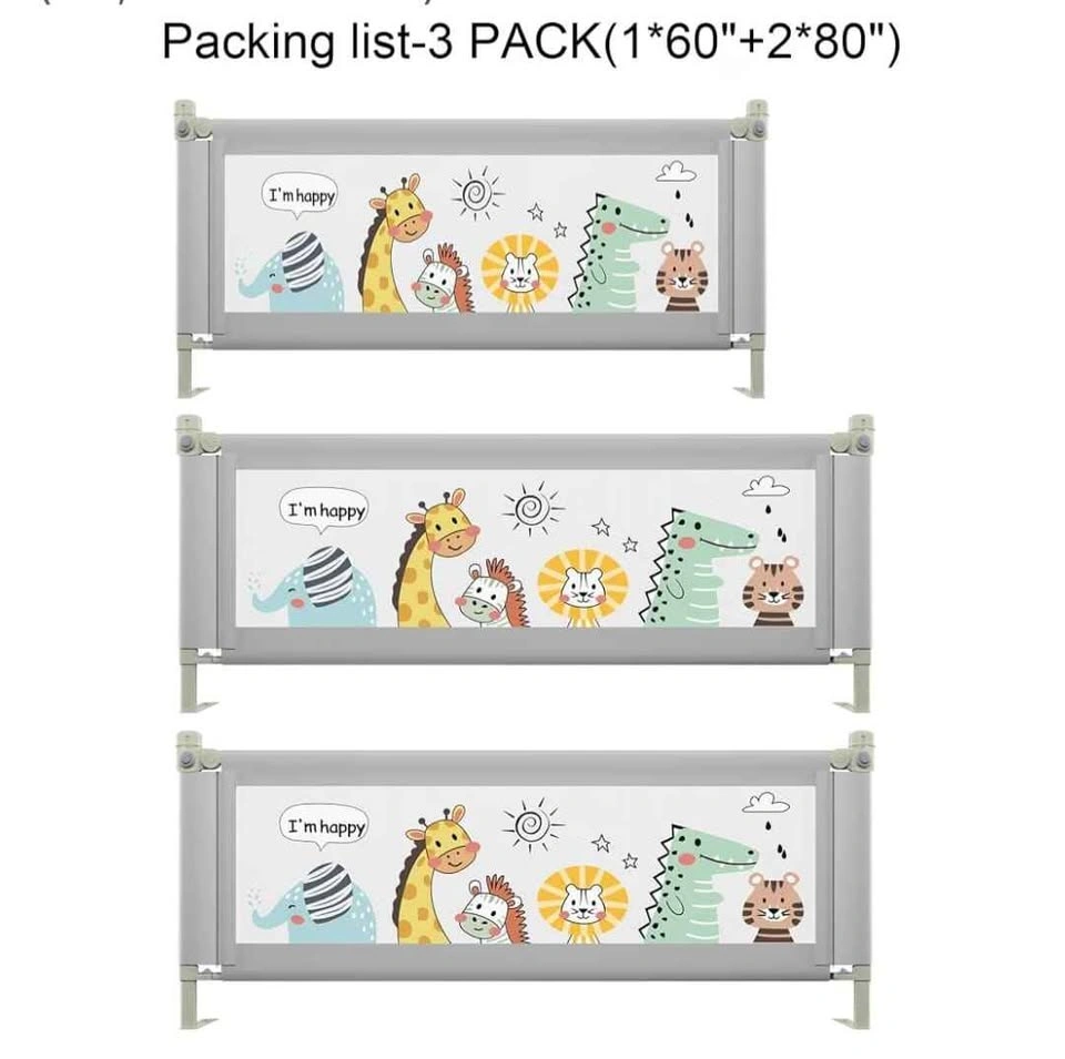 3-Pack Baby Guard Bed Rails for Toddlers (Zoo Print) - photo 3