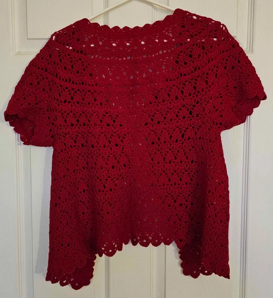 Handmade Openwork Crochet Tie-Front Shrug Cardigan - photo 2