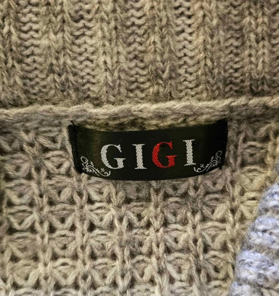 GIGI Wool Blend Long Chunky Knit Cardigan with Faux Fur Cuffs - photo 2