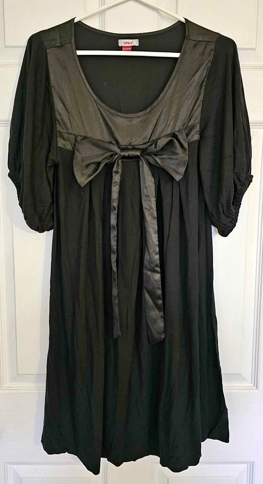 ONLY Satin Bow Yoke Empire Waist Tunic Top / Mini Dress - M