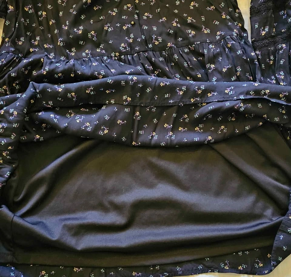 ZARA Trafaluc Floral Long Sleeve Lace Trim Babydoll Mini Dress - photo 3