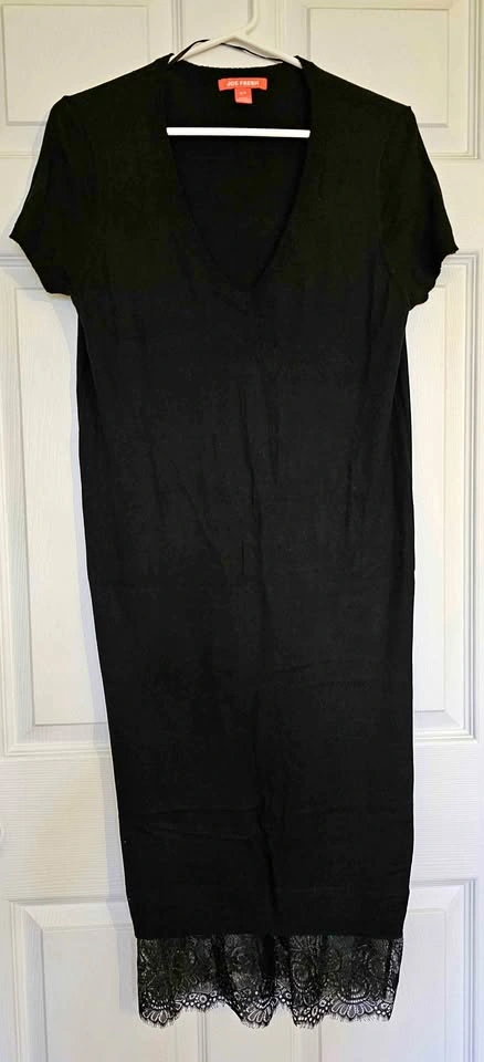 Brand New JOE FRESH Lace Hem V-Neck Knit Midi Dress - Size Small