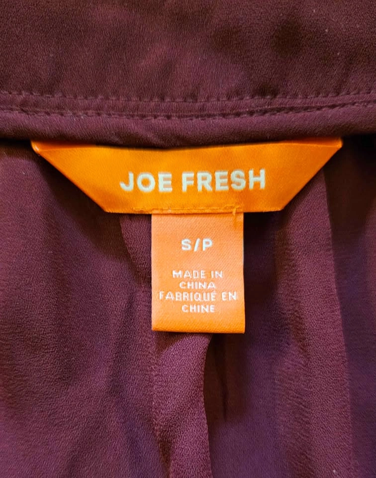 Brand New JOE FRESH Faux Leather Trim V-Neck Blouse - Size Small - photo 2