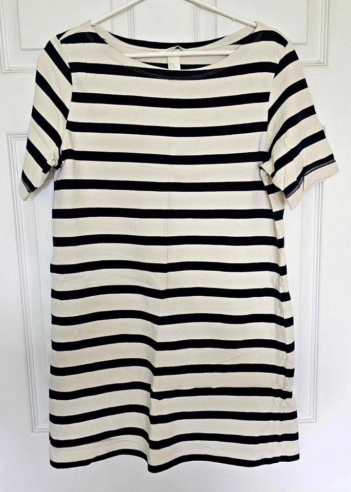 Brand New H&M Basic Striped Short Sleeve T-Shirt Dress - Size Me