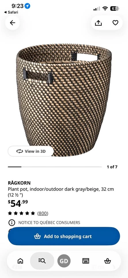 Ikea Ragkorn Pot