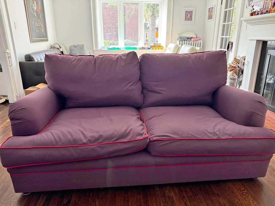 Purple Sofa with Red Piping