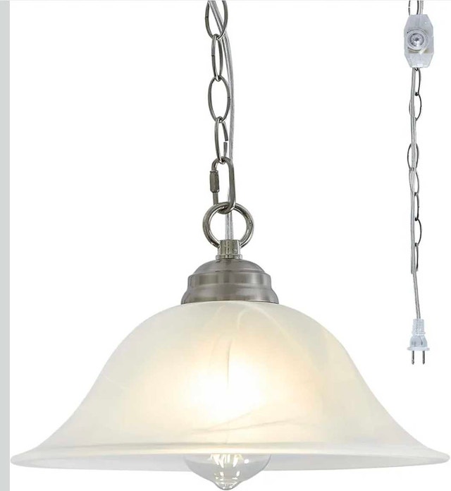 Plug in Pendant Light Alabaster Glass Shade 15.7" - photo 2