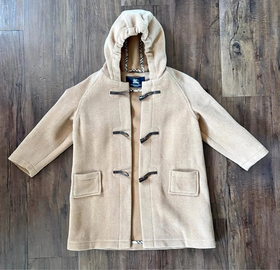 Authentic Burberry Kids 100% Wool Hooded Duffle Coat - Like New