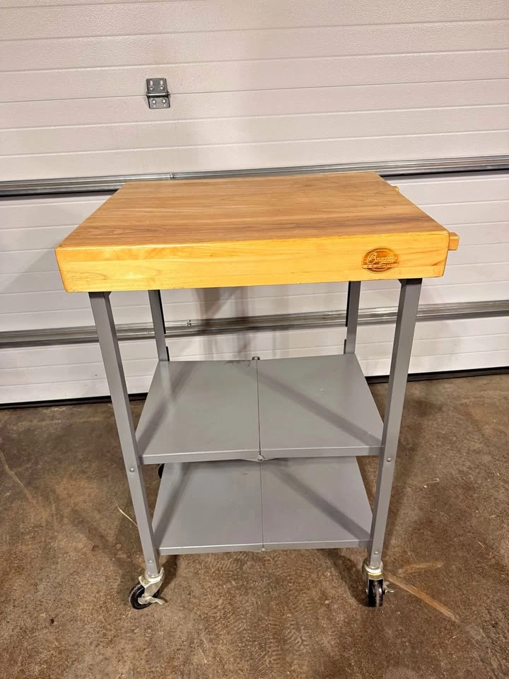 Bradley Smoker Folding Kitchen Cart with Butcher Block Top