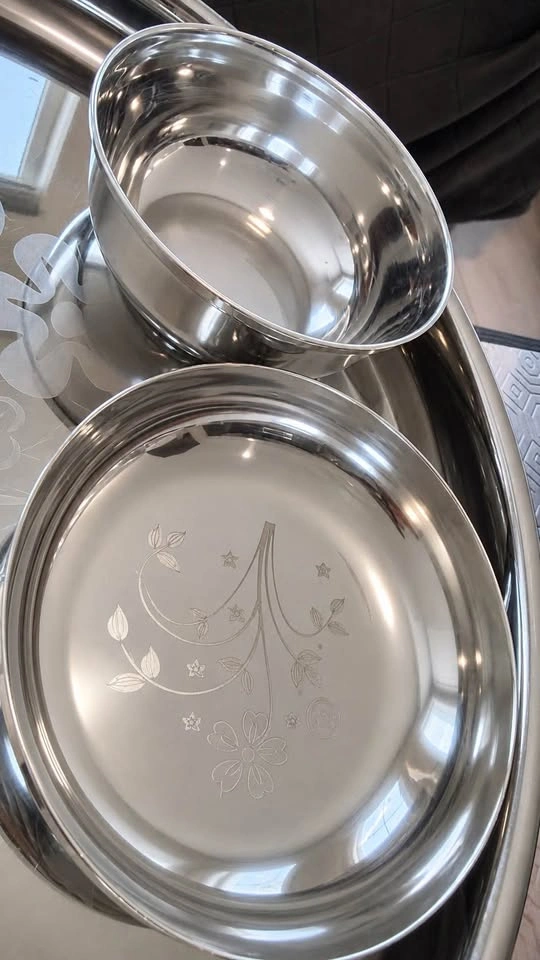 5 stainless steel thali / plate dinner set - photo 2