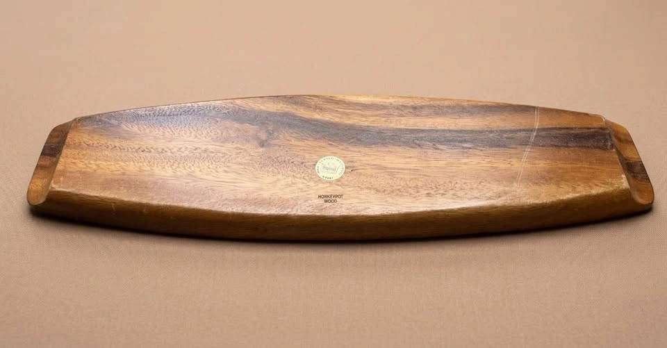 Vintage MCM Japanese Monkeypod Wood 3-Compartment Serving Tray - photo 2