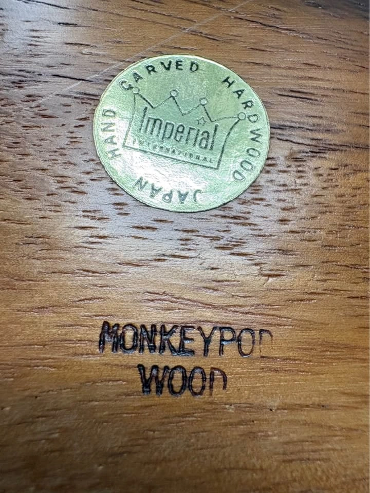Vintage MCM Japanese Monkeypod Wood 3-Compartment Serving Tray - photo 5
