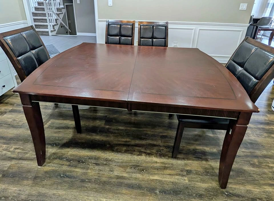 Wooden Dining Table + 4 Cushioned Chairs – 66" x 41.5"