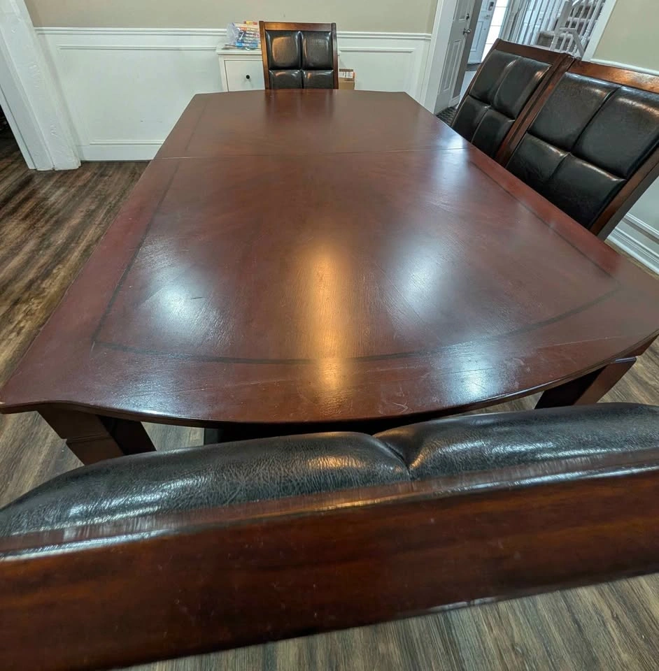 Wooden Dining Table + 4 Cushioned Chairs – 66" x 41.5" - photo 3