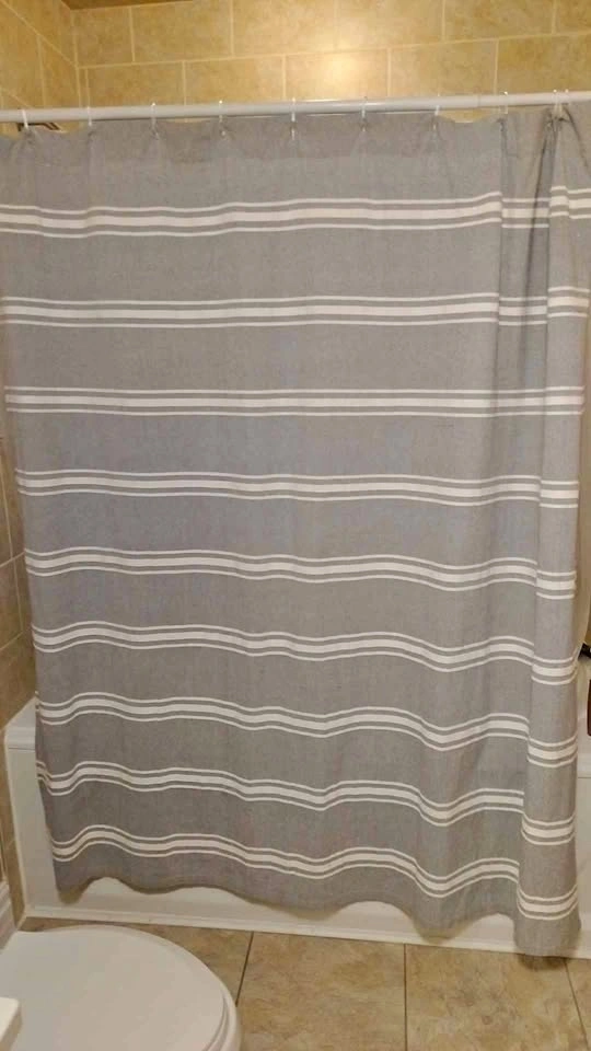 Gray and White 100 percent Cotton Shower Curtain